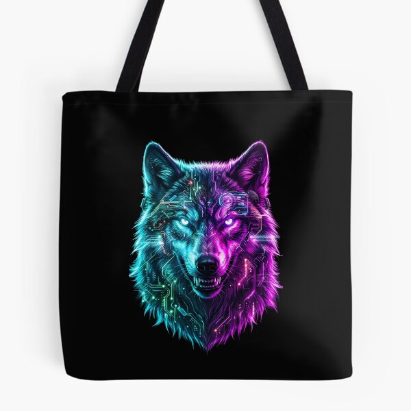 Item preview, Cyberpunk Wolf Neon Circuit Board Art designed and sold by Royal Beast Art.