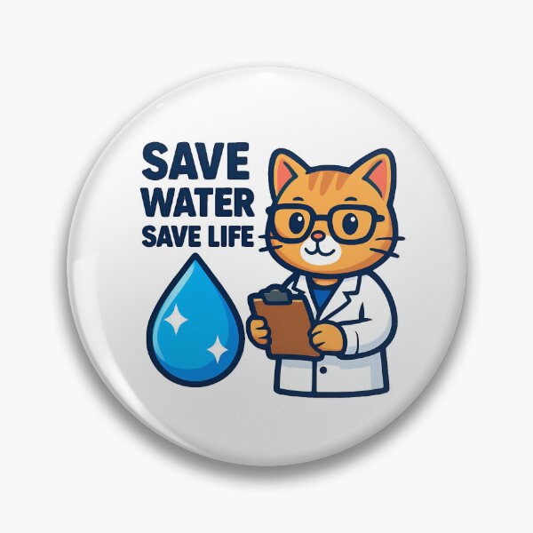 Item preview, Save Water Save Life Cute Scientist Cat designed and sold by Nuvoro Eco Awareness.