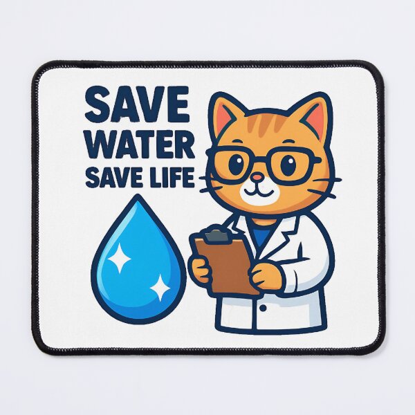Item preview, Save Water Save Life Cute Scientist Cat designed and sold by Nuvoro Eco Awareness.