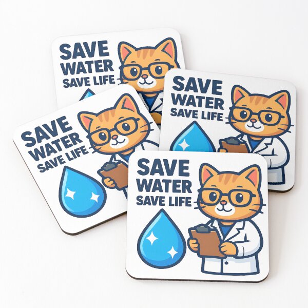 Item preview, Save Water Save Life Cute Scientist Cat designed and sold by Nuvoro Eco Awareness.
