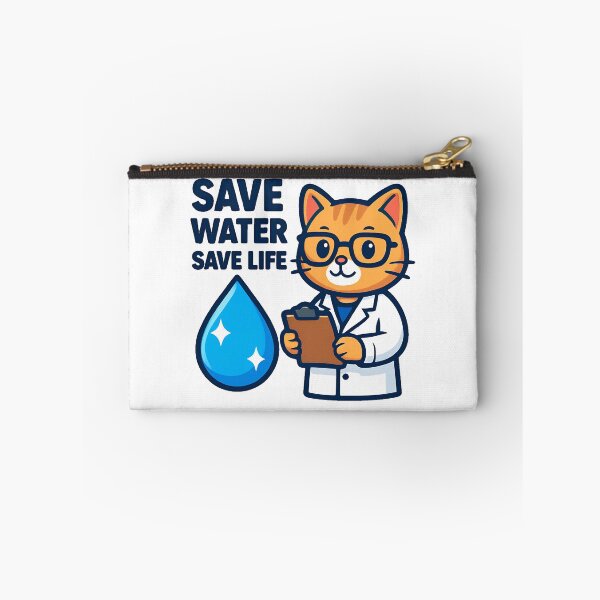 Item preview, Save Water Save Life Cute Scientist Cat designed and sold by Nuvoro Eco Awareness.