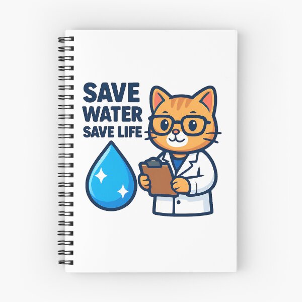 Item preview, Save Water Save Life Cute Scientist Cat designed and sold by Nuvoro Eco Awareness.