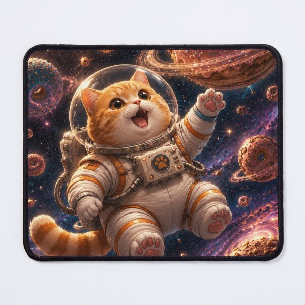 Item preview, Cute Chonky Orange Cat Astronaut in a Donut Galaxy Dreamscape designed and sold by Mindworx21.