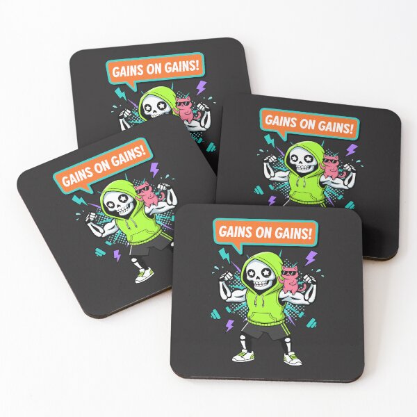 Item preview, "Gains On Gains" Funny Buff Skeleton Gym Workout Humor designed and sold by Cipher & Soul.