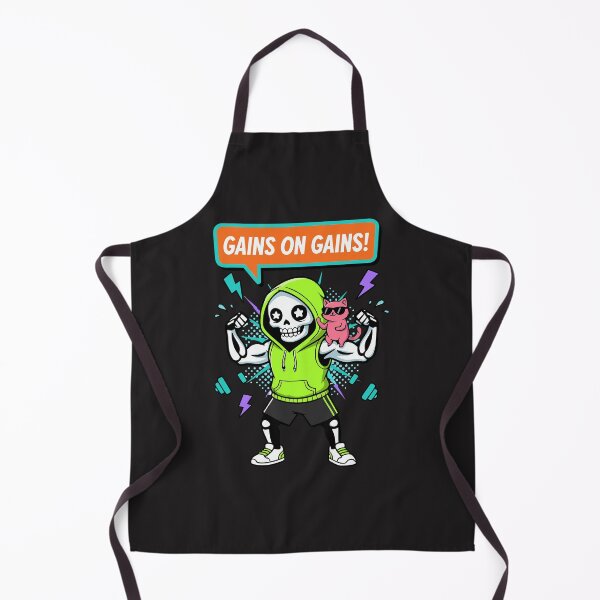 Item preview, "Gains On Gains" Funny Buff Skeleton Gym Workout Humor designed and sold by Cipher & Soul.