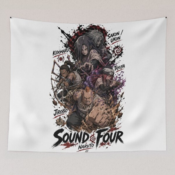 Item preview, Naruto Sound Four – Sakon Ukon Kidomaru Tayuya Jirobo Anime Villains Art Print designed and sold by Dyan4.