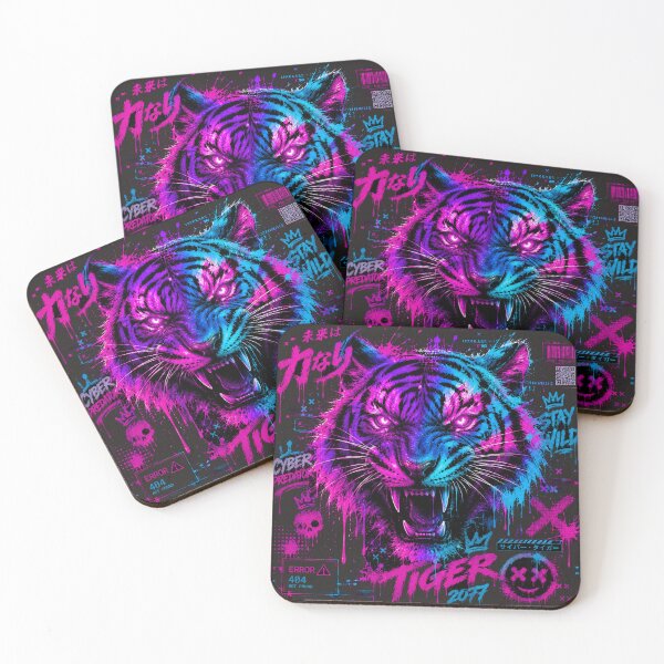 Item preview, Neon Tiger Graffiti Shirt | Cyberpunk Urban Streetwear designed and sold by JustResultsCo.