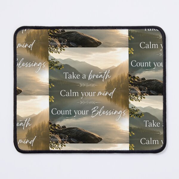 Item preview, Take a breath Calm your mind Count your blessings Peaceful sunrise over the mountains and lake Christian outdoors T-shirt designed and sold by FTLOG.