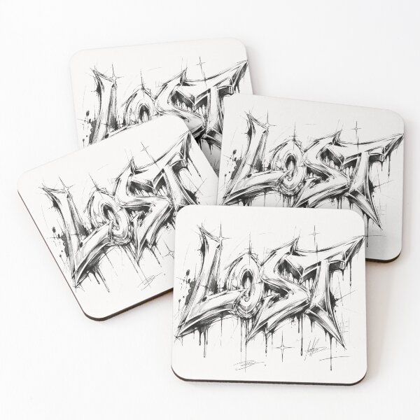 Item preview, LOST Graffiti Chrome Typography Sketch | Y2K Streetwear Aesthetic designed and sold by J&J's Creation.
