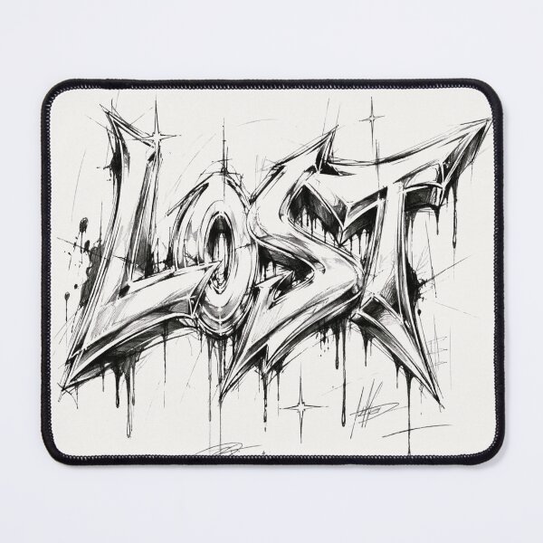 Item preview, LOST Graffiti Chrome Typography Sketch | Y2K Streetwear Aesthetic designed and sold by J&J's Creation.