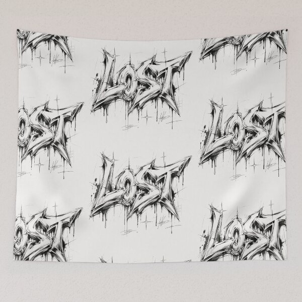 Item preview, LOST Graffiti Chrome Typography Sketch | Y2K Streetwear Aesthetic designed and sold by J&J's Creation.