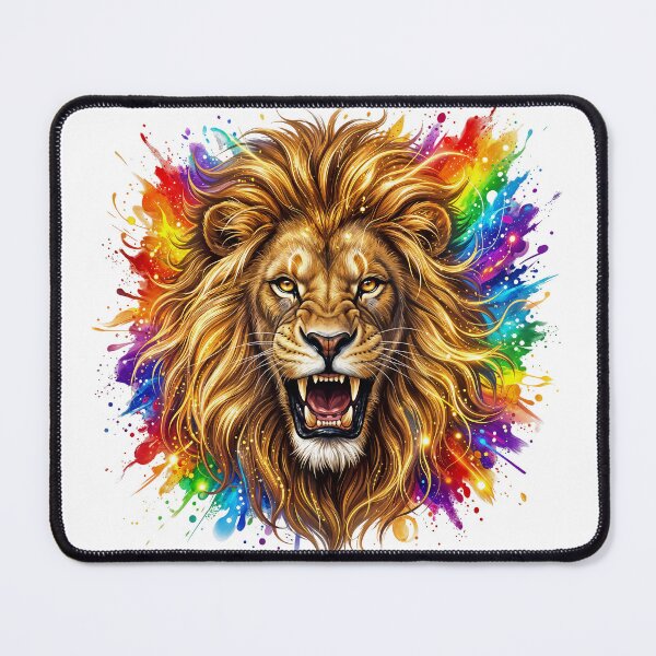 Item preview, Golden Lion Head with Rainbow Explosion designed and sold by Marcu Ioachim.