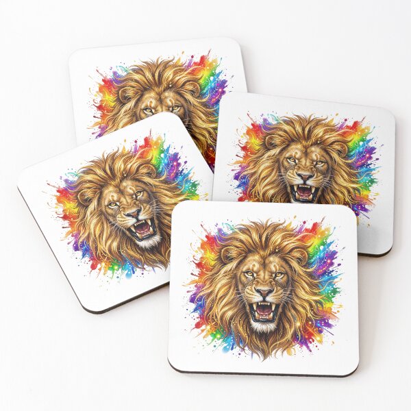 Item preview, Golden Lion Head with Rainbow Explosion designed and sold by Marcu Ioachim.