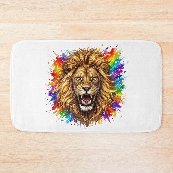 Item preview, Golden Lion Head with Rainbow Explosion designed and sold by Marcu Ioachim.