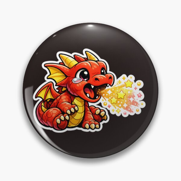 Item preview, Cute Red Baby Dragon Breathing Stars: Kawaii Magical Fantasy Sticker & Mascot Art designed and sold by Yasmine Mohammed.