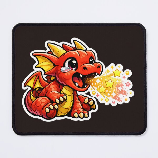 Item preview, Cute Red Baby Dragon Breathing Stars: Kawaii Magical Fantasy Sticker & Mascot Art designed and sold by Yasmine Mohammed.