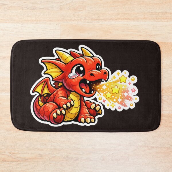 Item preview, Cute Red Baby Dragon Breathing Stars: Kawaii Magical Fantasy Sticker & Mascot Art designed and sold by Yasmine Mohammed.