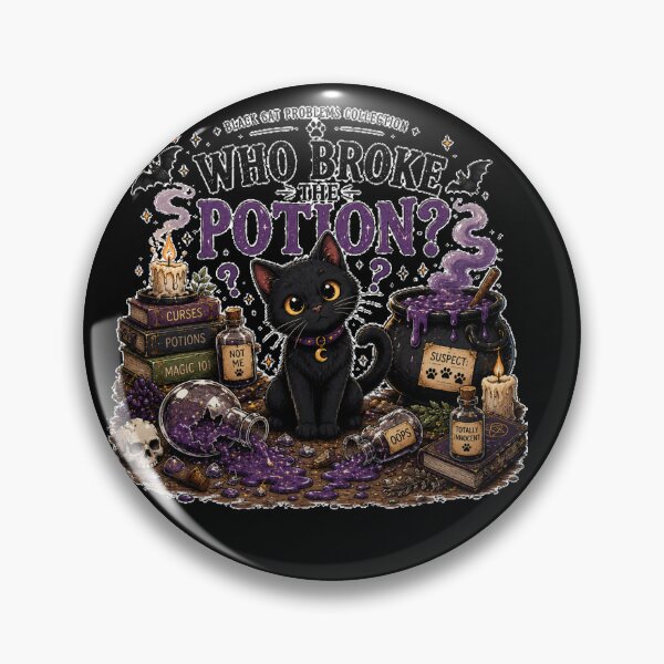 Item preview, Who Broke The Potion Funny Black Cat Halloween Design designed and sold by MotylekAnia.