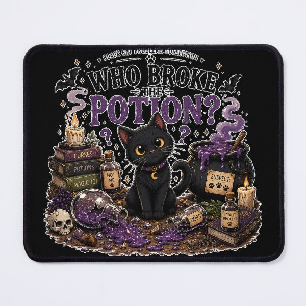 Item preview, Who Broke The Potion Funny Black Cat Halloween Design designed and sold by MotylekAnia.
