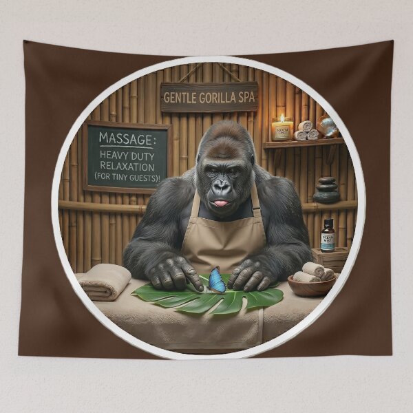 Item preview, Gentle Gorilla Funny Butterfly Spa Day designed and sold by SoftAuraStudi0.