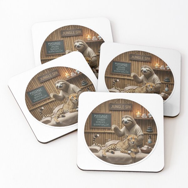 Item preview, Speedy Service? Funny Cheetah and Sloth Spa Day designed and sold by SoftAuraStudi0.