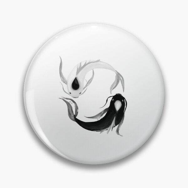 Item preview, Black and White Yin Yang Ornamental Cursed Fish Swirling Circle Art designed and sold by Deviantfant.