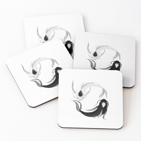 Item preview, Black and White Yin Yang Ornamental Cursed Fish Swirling Circle Art designed and sold by Deviantfant.
