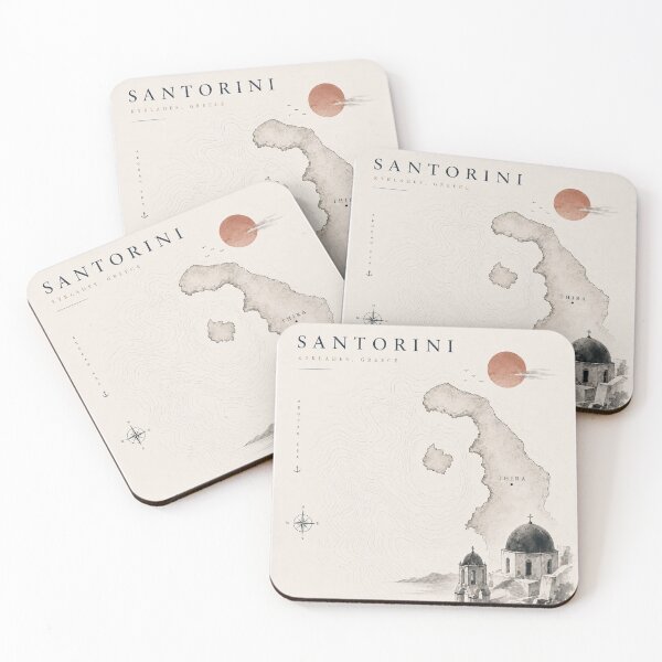 Item preview, Vintage Map Santorini Japan Minimalist Aesthetic Wall Art designed and sold by Extravanganzza.