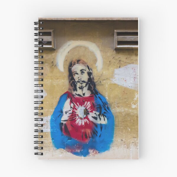 Item preview, Graffiti Mural of Jesus With Sacred Heart on Weathered Urban Wall Street Art designed and sold by Nmallia.
