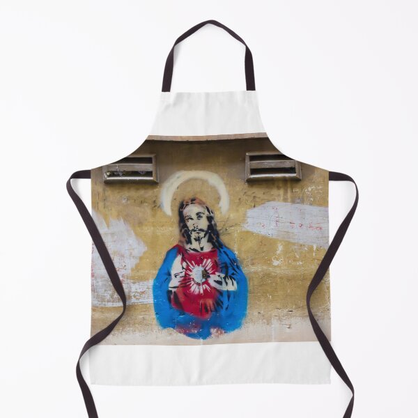 Item preview, Graffiti Mural of Jesus With Sacred Heart on Weathered Urban Wall Street Art designed and sold by Nmallia.