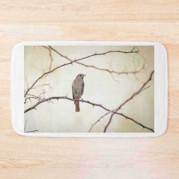 Item preview, Small Brown Songbird Perched on Thorny Branches Against Soft Neutral Background, Minimal Nature Composition designed and sold by Nmallia.