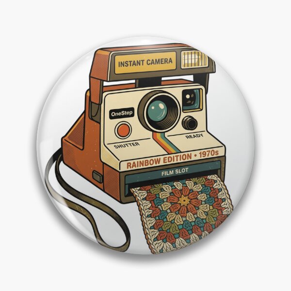 Item preview, Retro Polaroid Camera Printing Crochet Granny Square designed and sold by Retro Mood Co.