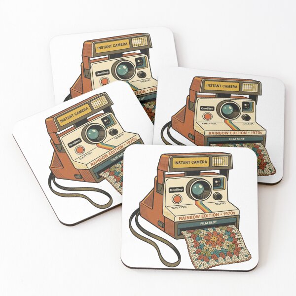 Item preview, Retro Polaroid Camera Printing Crochet Granny Square designed and sold by Retro Mood Co.
