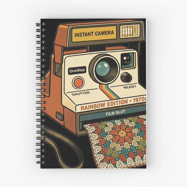 Item preview, Retro Polaroid Camera Printing Crochet Granny Square designed and sold by Retro Mood Co.