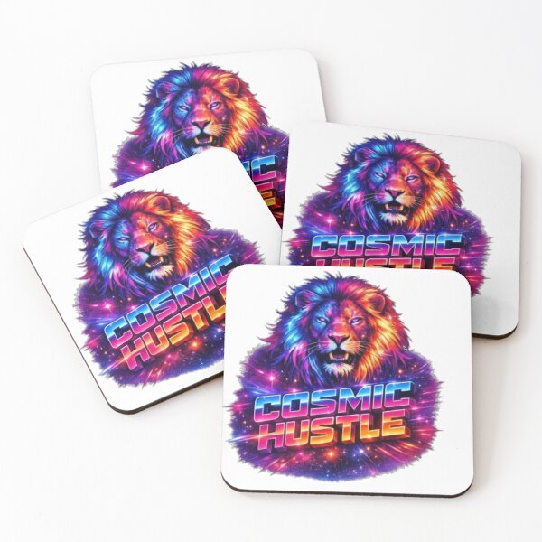 Item preview, “Cosmic Hustle Lion – Neon Cyberpunk Galaxy Art” designed and sold by THAMIM REALITY 2.0.