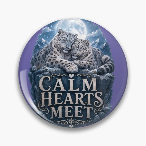 Item preview, Calm Hearts Meet, Romantic Snow Leopard Aesthetic Design designed and sold by JagrDesigns.