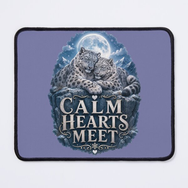 Item preview, Calm Hearts Meet, Romantic Snow Leopard Aesthetic Design designed and sold by JagrDesigns.
