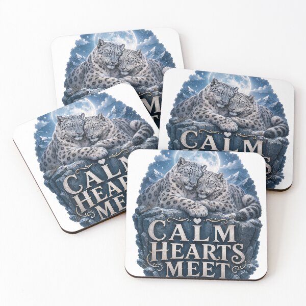 Item preview, Calm Hearts Meet, Romantic Snow Leopard Aesthetic Design designed and sold by JagrDesigns.