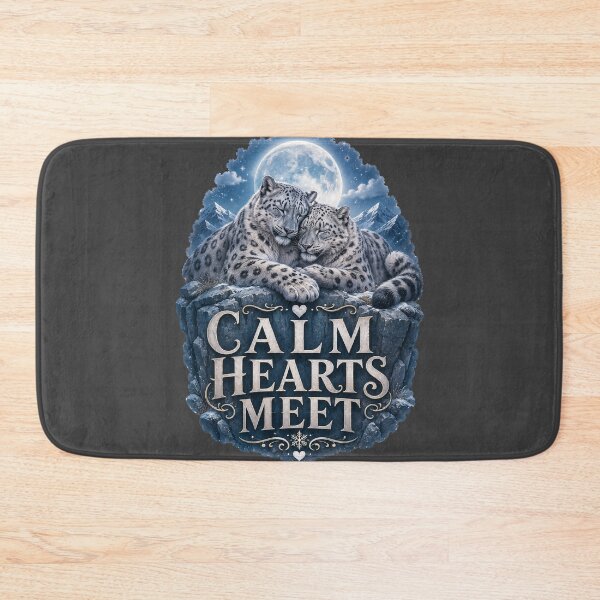 Item preview, Calm Hearts Meet, Romantic Snow Leopard Aesthetic Design designed and sold by JagrDesigns.