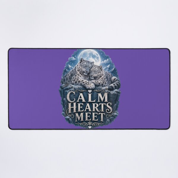 Item preview, Calm Hearts Meet, Romantic Snow Leopard Aesthetic Design designed and sold by JagrDesigns.