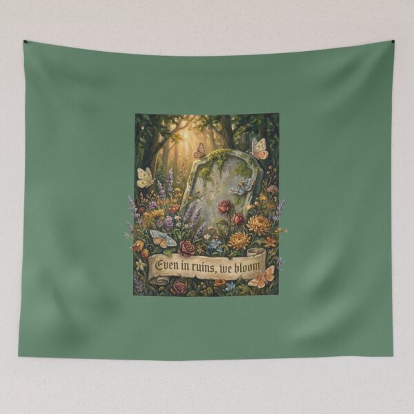 Item preview, Even In Ruins We Bloom Gothic Dark Academia Tombstone designed and sold by Rahaf-shop9.