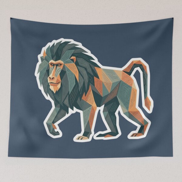 Item preview, Maned Baboon Sticker – Geometric Primate Art for Travelers and Adventurers designed and sold by bsbd-action.