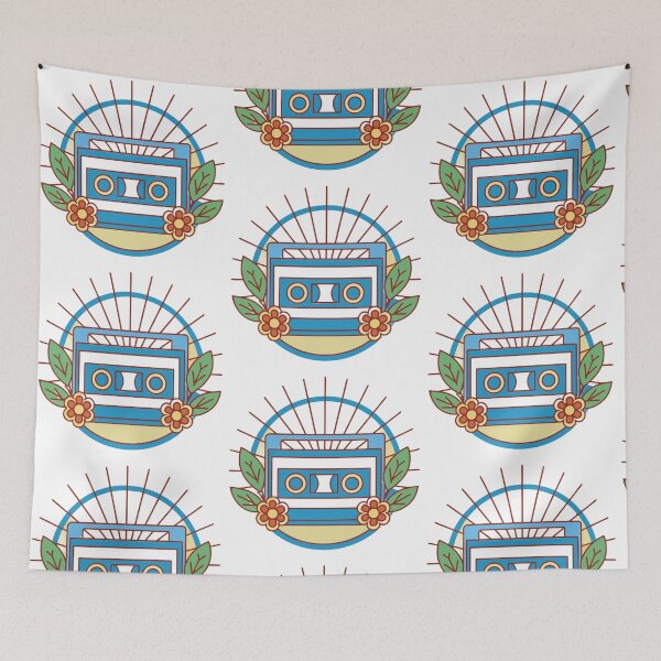 Item preview, old cassette player surrounded by flowers and sunlight designed and sold by Senglaopattern.
