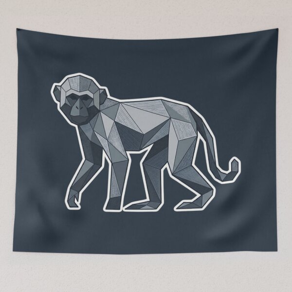 Item preview, Metallic Gray Monkey Sticker – Geometric Monkey Illustration for Tech Fans designed and sold by bsbd-action.