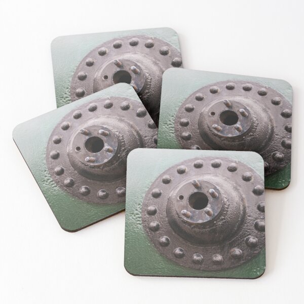 Item preview, Close-Up of Rusted Metal Flange With Bolts on Green Industrial Pipe designed and sold by Nmallia.