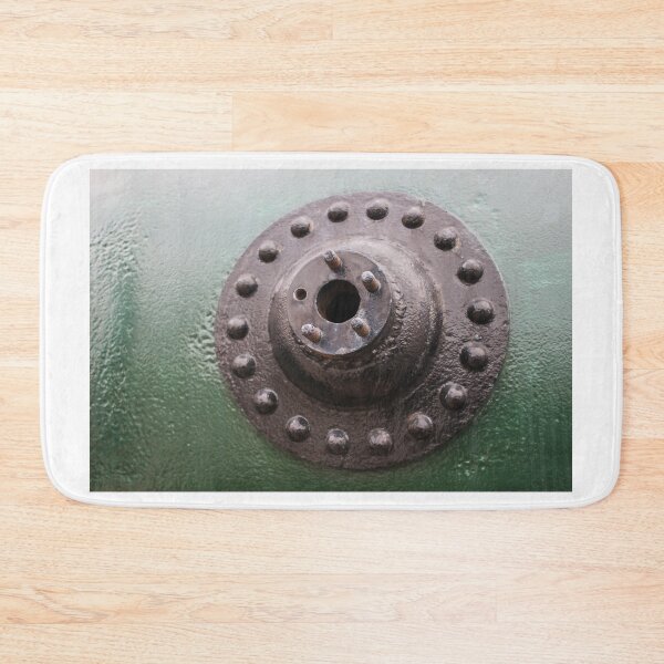 Item preview, Close-Up of Rusted Metal Flange With Bolts on Green Industrial Pipe designed and sold by Nmallia.