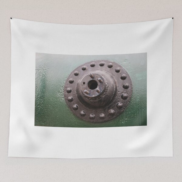 Item preview, Close-Up of Rusted Metal Flange With Bolts on Green Industrial Pipe designed and sold by Nmallia.
