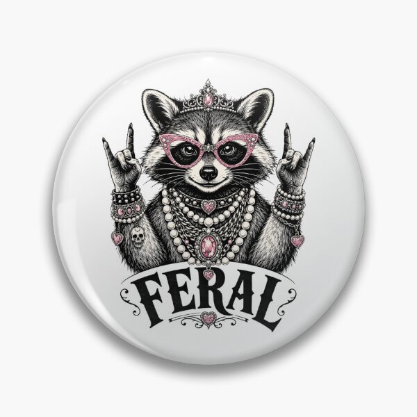 Item preview, Feral Raccoon Queen With Pink Boujee Attitude designed and sold by FreshVibe Prints.