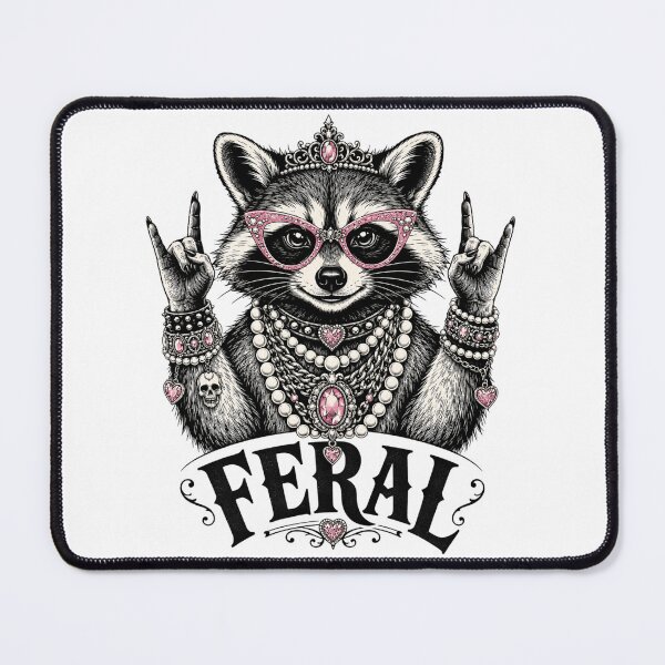 Item preview, Feral Raccoon Queen With Pink Boujee Attitude designed and sold by FreshVibe Prints.