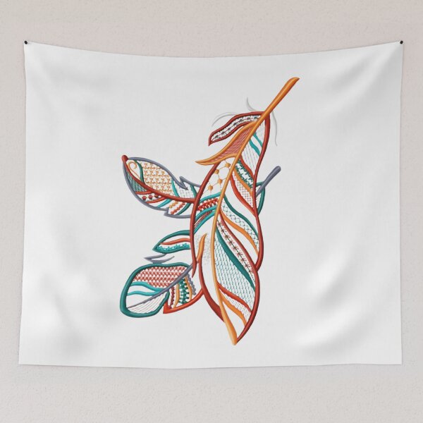 Item preview, Boho Lace Feather Design - Intricate Textured Abstract Art designed and sold by aseelbrand.